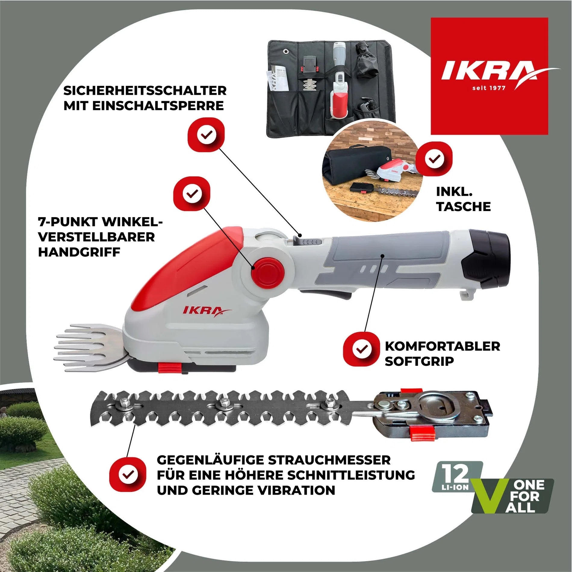 Akku Gras- und Strauchschere IGBS 1210