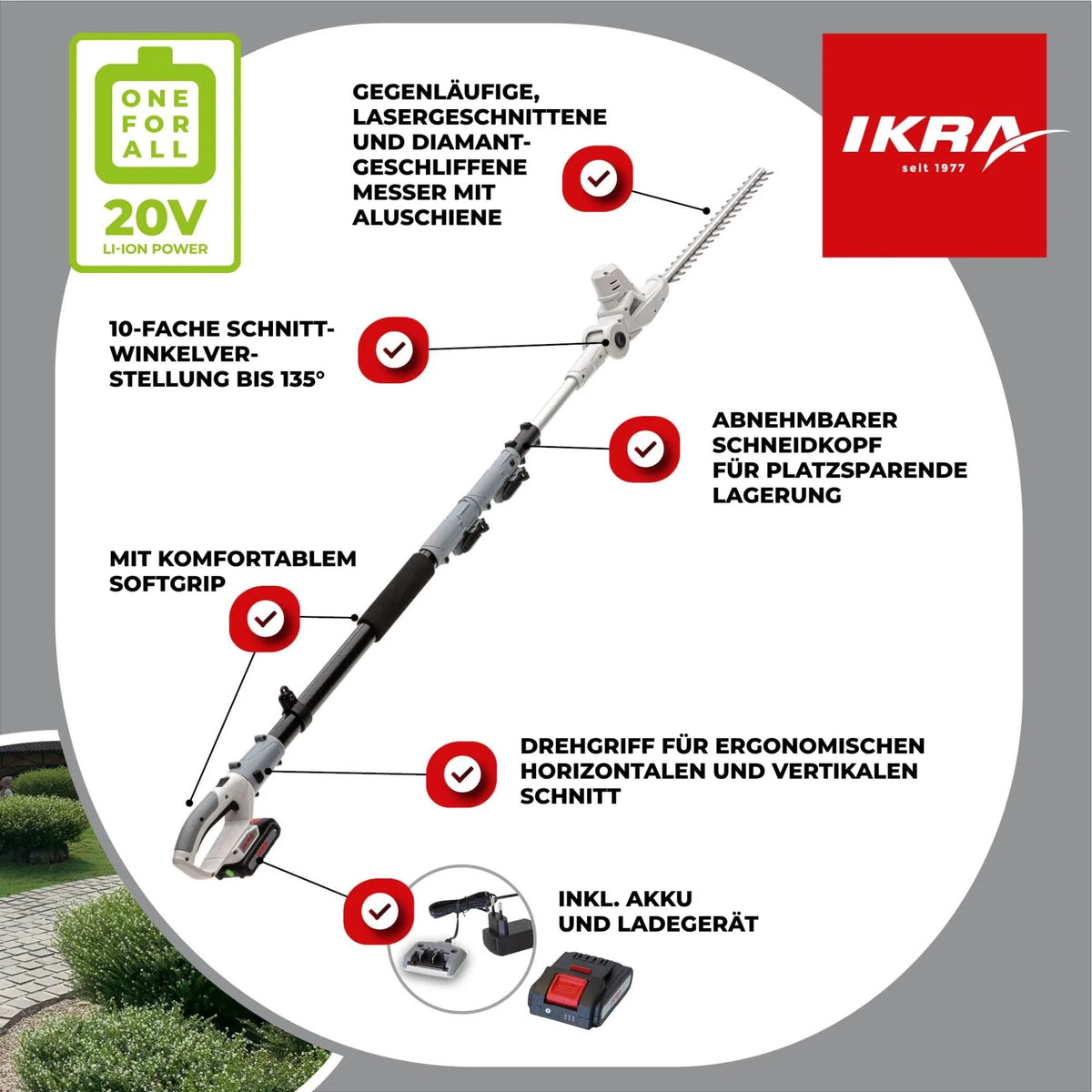 Akku Teleskop-Heckenschere ICPH 2040