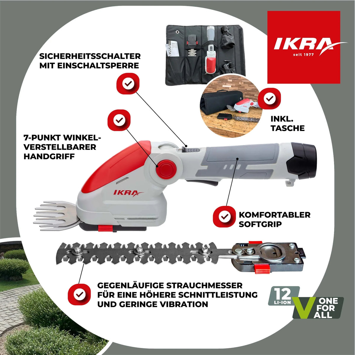 Akku Gras- und Strauchschere IGBS 1210