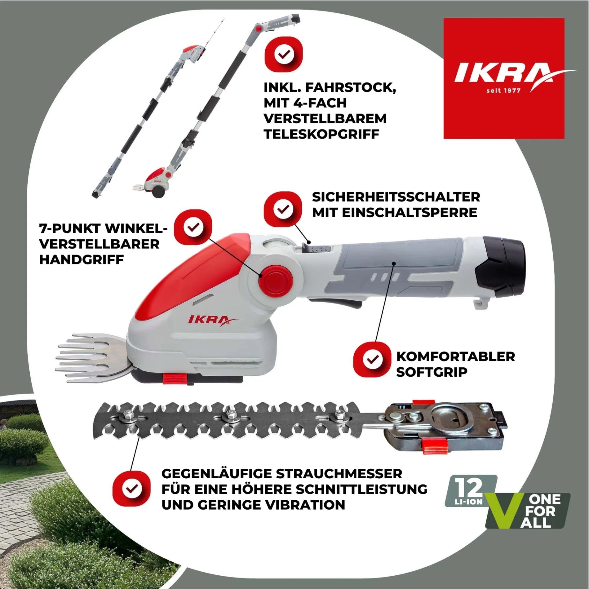 Akku Gras- und Strauchschere IGBS 1210 F